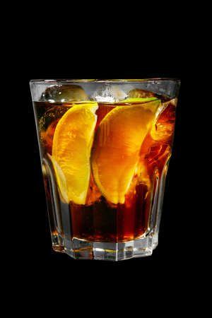 A single-colored transparent cocktail, refreshing in a low glass with radiant ice cubes with taste...
