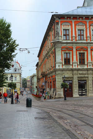 Lviv, Ukraine - August 20, 2017: Central square Plosha Rynok in Lvivのeditorial素材