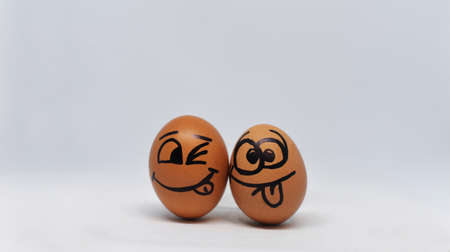 funny smiley eggsの写真素材