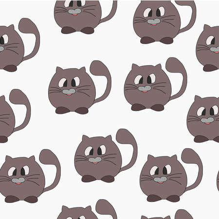 seamless vector textiles with a picture gray cats on a light background, a pattern with animalsのイラスト素材
