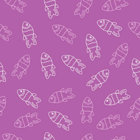Seamless pattern with white fish on a pink background, marine textilesのイラスト素材
