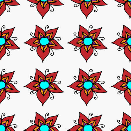 Vector pattern seamless red flowers on a white background for printing and textilesのイラスト素材