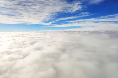 beautiful wallpaper with a view of the sky white clouds from a heightの写真素材