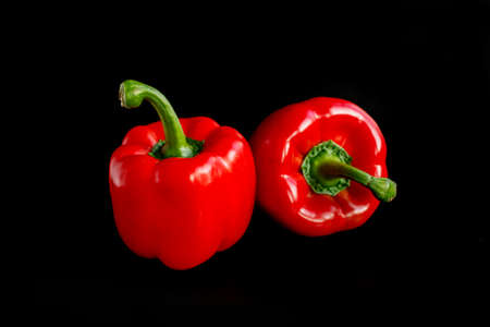 red pepper paprika food on a black backgroundの写真素材