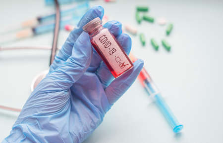 test for coronovirus in an epidemic with test tube and blood test in labarotorium