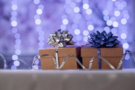 beautiful card with gift box surprise with bow for holiday valentines day and new year
