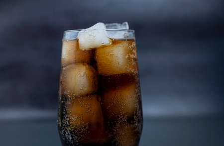 drink carbonated sweet water with bubbles circle plan in a glass