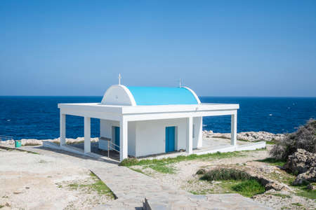 Agioi Anargyroi church kape greek on the seashore in ayia napa in cyprusの写真素材