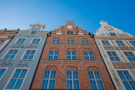 beautiful colorful houses on the old town in Gdansk Poland