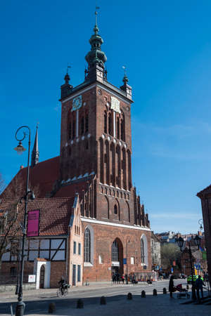 September 20, 2020, Gdansk Poland, city center with old facades of the Catherine Church