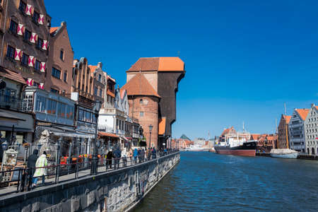 September 29, 2020 - Gdansk, Poland. view of the city and the MotÅ‚awa River and the buildings of...