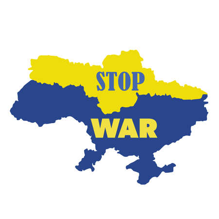 map of ukraine the color of the national flag.stop the war Putin aggression russiaのイラスト素材