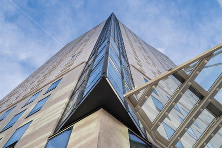 symmetrical view of building modern facade