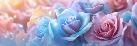 banner with pink flowers roses .Generative AIの素材