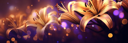 banner wallpaper background with blooming liliesの素材