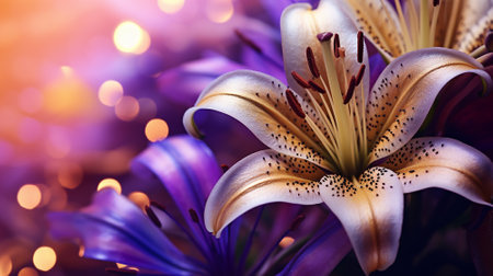 wallpaper background with blooming liliesの素材