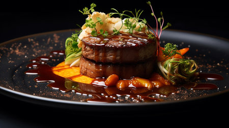 meat steaks haute cuisine restaurant dishの素材