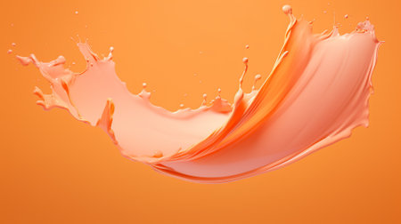 orange paint splashing isolated on orange background. 3d render illustrationの素材