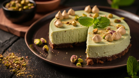 delicious cheesecake cake with nuts and pistachioの素材