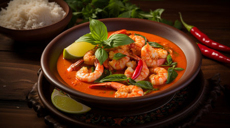 delicious tom yam with shrimps of Asian cuisineの素材