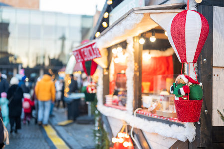 Winter Fair for the New Year and Christmas holidays, food houses in Gdansk Poland