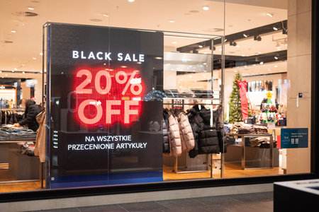 Gdansk, Poland, November 28, 2025, discounts in a store in a shopping mall on Black Friday