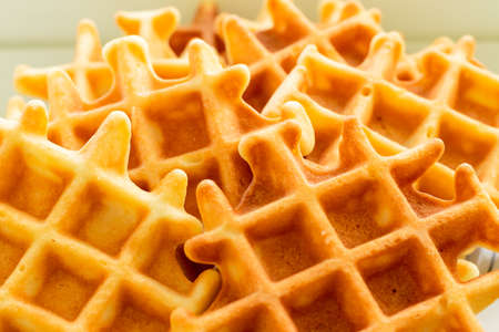 Viennese waffles close-up. Large cage and baking texture - culinary backgroundの写真素材