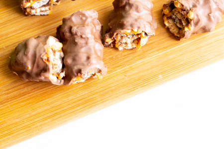 World Chocolate Day on a wooden board with a copy space