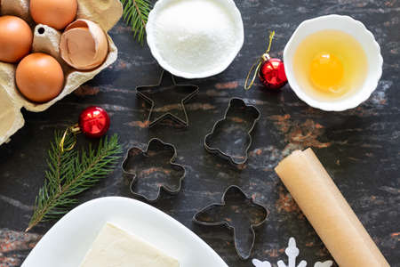 ingredients for christmas gingerbread.forms, eggs oil sugar