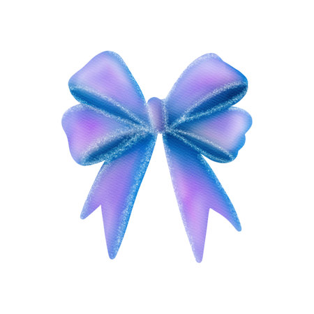 Wonderful colourful blue and pink bow. Watercolor digital illustration. Isolated object from a large set of easter bows. For the design, decoration and composition of postcards, posters, stickersの写真素材