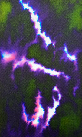 Deep and dramatic abstract watercolor background in shades of dark violet, pink and soft green. Hand...