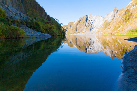 beautiful  lake of the mountain for touristsの写真素材