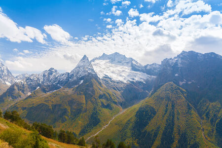 beautiful day in the mountains for touristsの写真素材