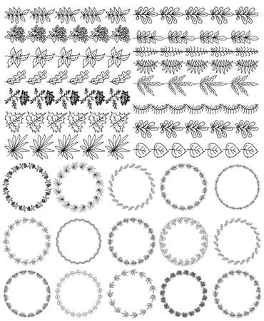 Set of decorative seamless ornamental border with cornerのイラスト素材