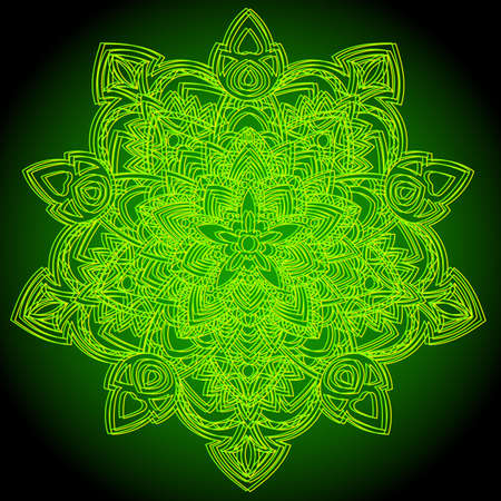 Circular pattern in form of mandala for Henna, Mehndi, tattoo, decoration. Decorative ornament in ethnic oriental style. Coloring book page.のイラスト素材