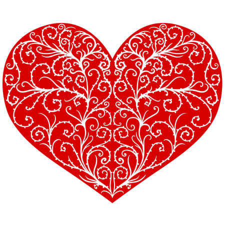 Valentine s Day - drawing hearts, curls and retro.のイラスト素材