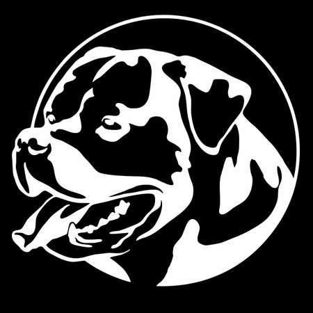 Rottweiler Dog Portrait Dog Symbol Icon white on blackのイラスト素材