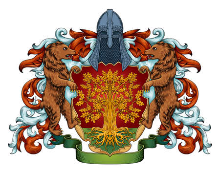Imperial coat of arms - heraldic royal emblem shield with crown and laurelのイラスト素材