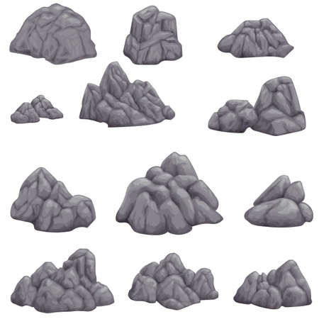 Gray stone on white background isolated imageのイラスト素材