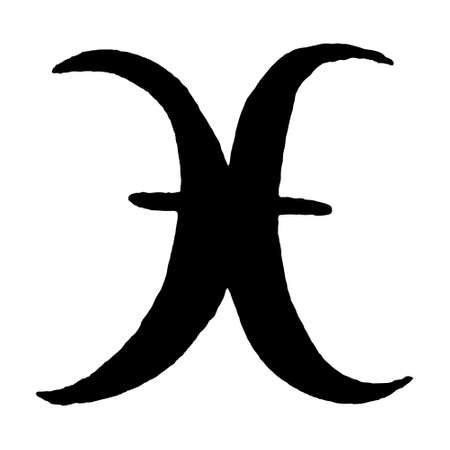 Collection of zodiac signs, hand drawn with ink brush. Vector graphics piscesのイラスト素材