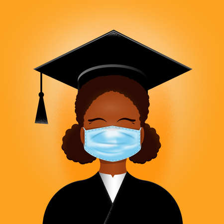 graduate in cap and gownの写真素材