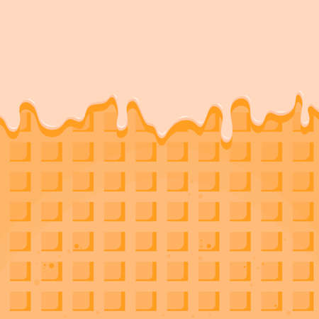 Melted butter cream glaze on the wafer. Vector illustration. Background.のイラスト素材