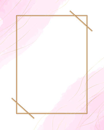 Gold frame on a watercolor background.のイラスト素材