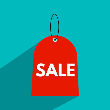 Vector illustration icon price tag with discount lettering sale. The concept of discounts, sales, purchases.のイラスト素材