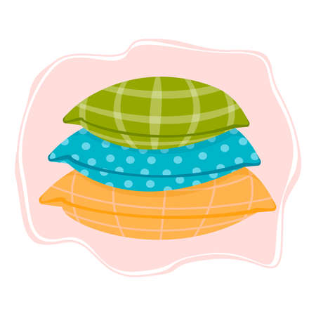 Three cute patterned pillows in flat style. Vector illustration.のイラスト素材
