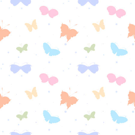 Seamless pattern with colorful butterfly. Vector background in flat style.のイラスト素材