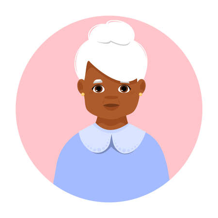Portrait of elderly woman. Avatar of female person. Vector icon of senior adult in flat style.のイラスト素材