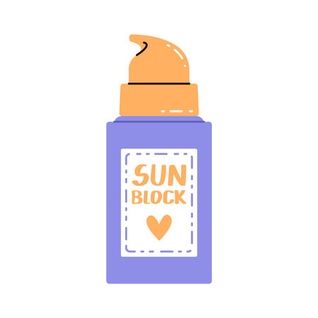 Sunscreen tube isolated. Skin sun protection product. Lotion with SPF. Vector flat illustration.