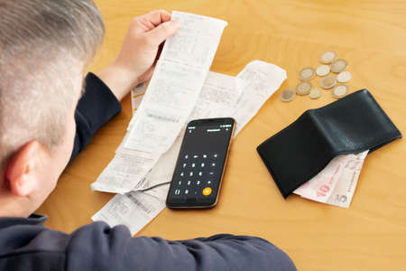 calculate bills for month budgetの写真素材