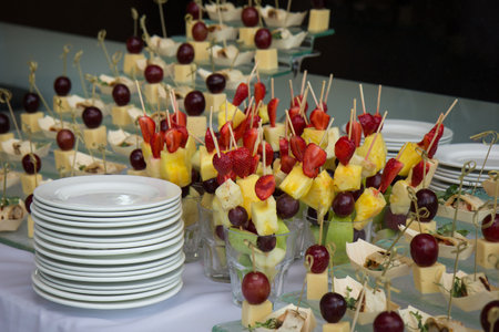 Buffet table.serving table.canape close-upの写真素材